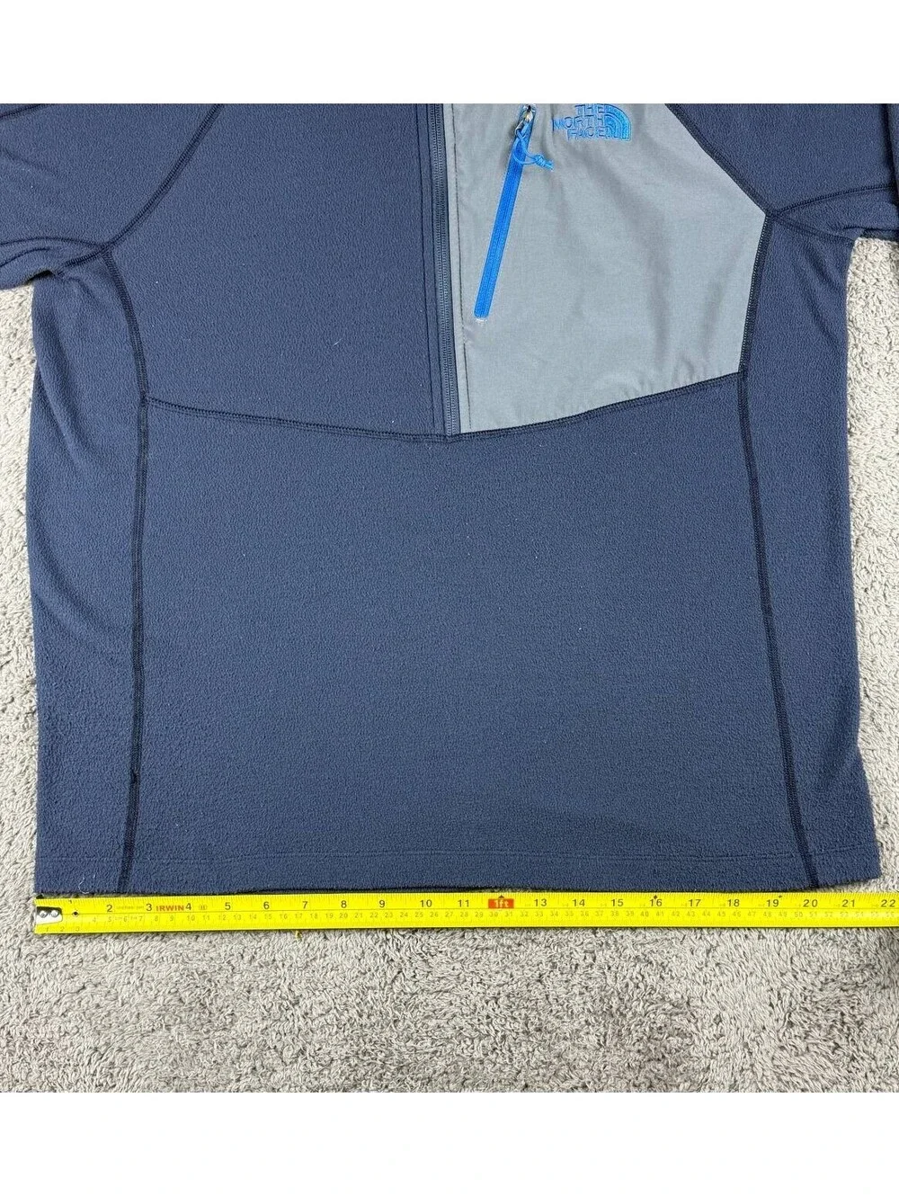 The North Face FlashDry 1/4 Zip Fleece Pullover Mens Large Blue Gray Jacket